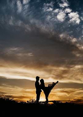 Silhouette of Couple at Sunset