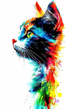 Colorful Cat Portrait