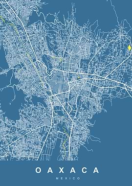 Oaxaca, Mexico City Map Art