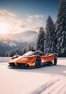 Pagani supercar in Winter
