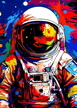Colorful Astronaut Portrait in Space