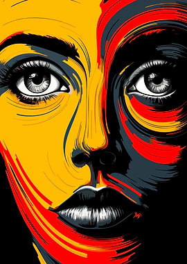 Abstract Portrait with Bold Colors