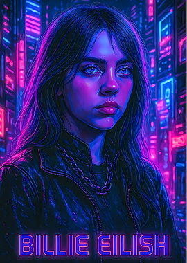 Billie Eilish Neon Portrait