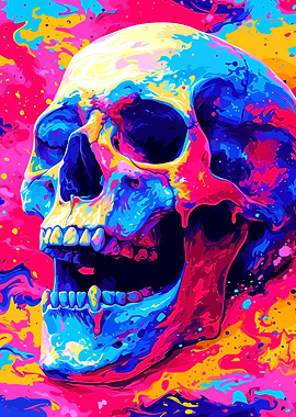 Colorful Skull Pop Art Illustration