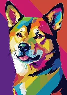 Colorful Shiba Inu Pop Art Portrait