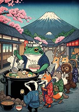 Japanese Ramen Stand Animal