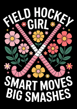 Field Hockey Girl Floral Design