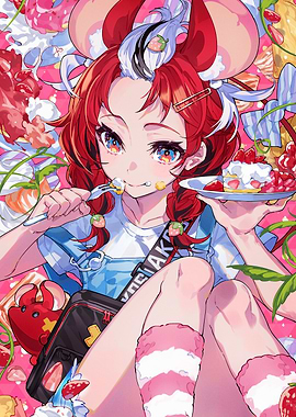 Anime Girl Eating Strawberry Shortcake