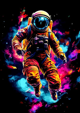 Astronaut in Space with Colorful Nebula