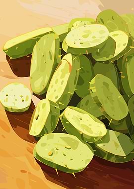 Sliced Prickly Pear Cactus Illustration