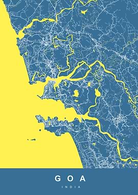 Goa, India Map Art