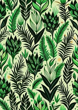 Green Botanical Pattern