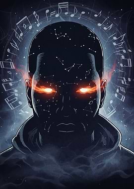 Musical Constellation Portrait Glowing Eyes