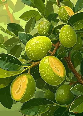 Green Fruit Tree Illustration