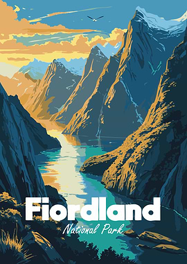 Fiordland National Park Travel Poster