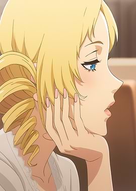 Blonde Anime Girl Profile Portrait