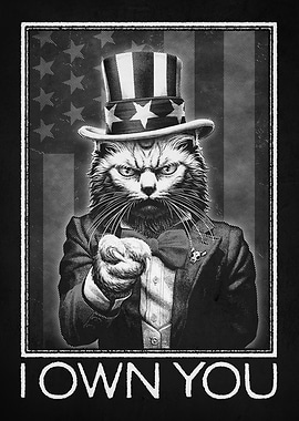 Patriotic Cat Uncle Sam Parody