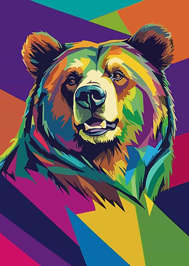 Colorful Bear Portrait