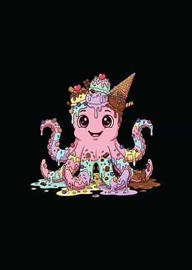 Ice Cream Octopus Cartoon