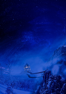 Winter Castle Under Starry Night