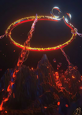 Fiery Ring Above Volcanic Landscape