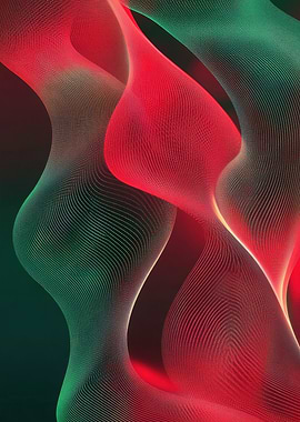 Abstract Red and Green Wavy Lines