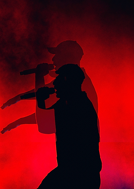 Silhouette of a Rapper on Stage