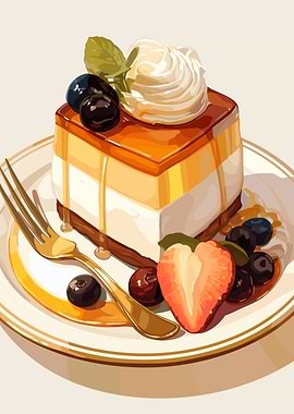 Delicious Dessert with Berries and Cream