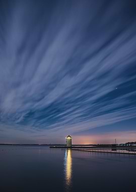 Night Sky Over Water Tower