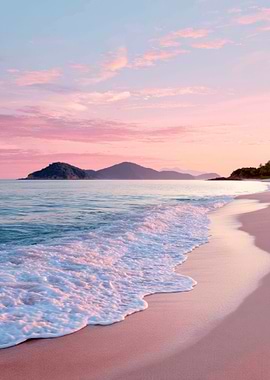 Sandy Sea Beach by Sunset