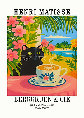 Henri Matisse Inspired Cat and Coffee