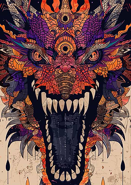 Detailed Dragon Head Illustration