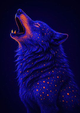 Neon Wolf Howling