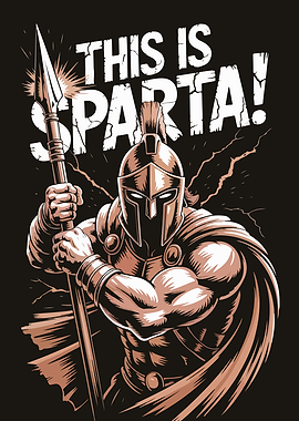 Spartan Warrior with Spear Illustration