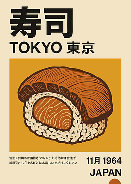 Sushi Tokyo Vintage Poster