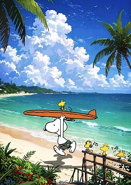 Snoopy and Woodstock at the Beach
