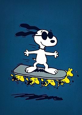 Snoopy Surfing with Woodstock on Board