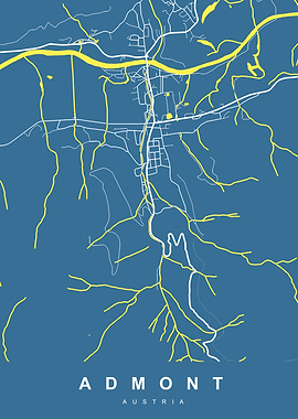 Admont, Austria Map Art