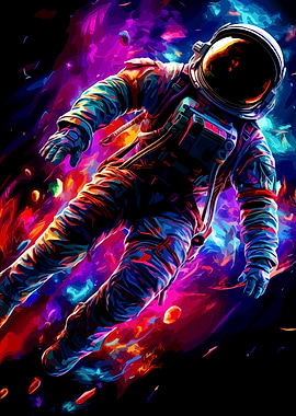 Astronaut in Colorful Space