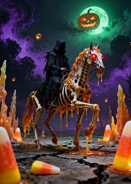 Halloween Grim Reaper on Caramel Horse