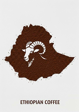 Ethiopian Coffee Map with Goat
