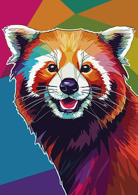 Colorful Red Panda Pop Art Portrait