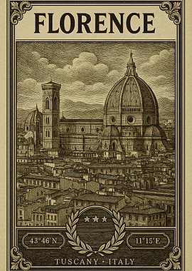 Florence, Italy Vintage Travel Poster