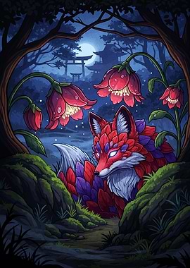 Fox in a magical forest