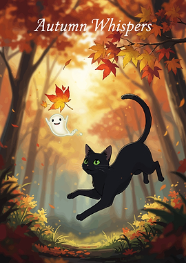 Autumn Whispers: Black Cat and Ghost