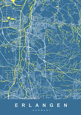 Erlangen, Germany City Map Art