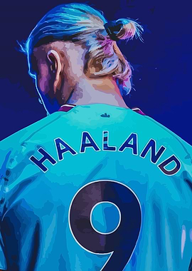 Haaland Number 9 Soccer Jersey Art