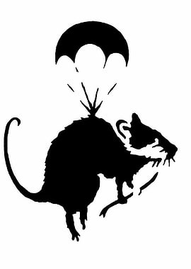 Parachuting Rat Silhouette