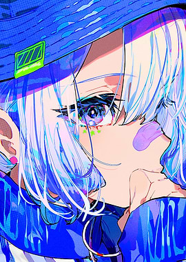 Blue Anime Girl Portrait