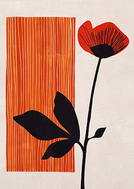 Abstract Floral Art with Geometric Shapes